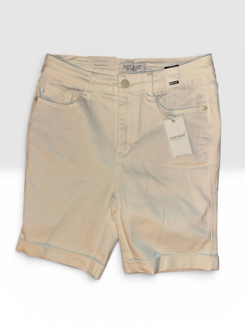 🤍✨ NWT Judy Blue Mid-Rise Stretch Shorts | White | M- MSRP $55